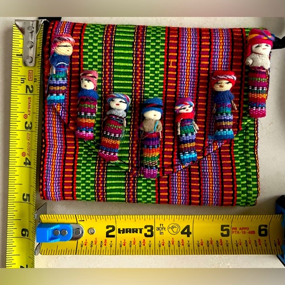 HANDMADE Mexican Guatemalan Worry Doll Coin Purse Bag Handbag Clutch Cross Body - Picture 17 of 17